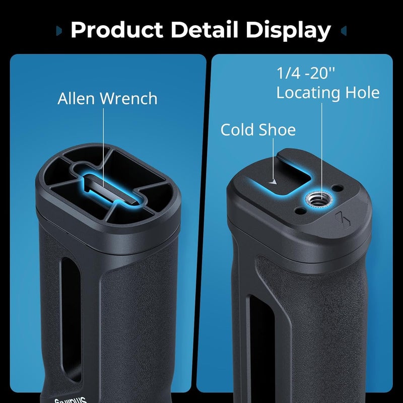 SMALLRIG Lightweight Mini Side Handle Kit with 1/4"-20 Threaded Holes & NATO Clamp, Load Capacity Up to 10kg / 22lbs, Ergonomic Camera Handle for Left or Right Hand, Up and Down Adjustable - Image 2